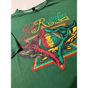 Jah Rastafari Collection Mens XL Green Graphic Print T Shirt